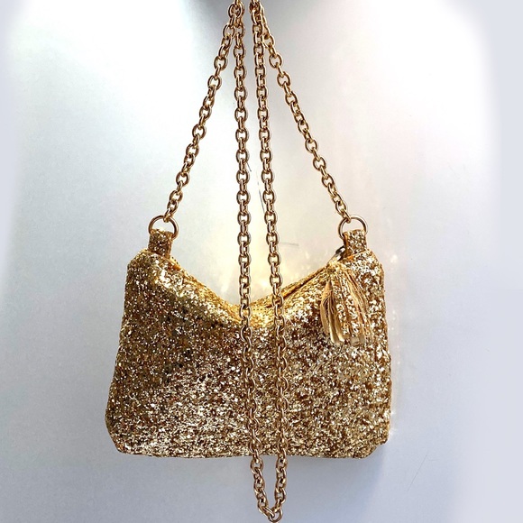 navy sequin clutch bag